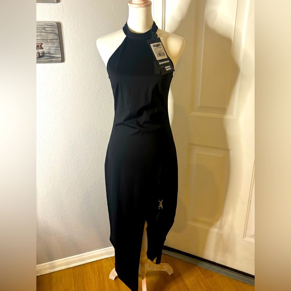 Punk rave | nwt midi dress. Black. Metal hardware thigh garter. M/L